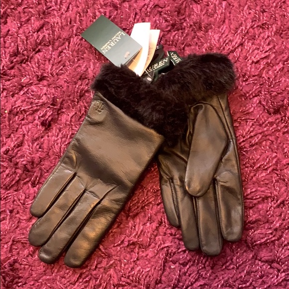 Lauren Ralph Lauren Accessories - NWT LRL 100% Sheep skin and faux fur black gloves